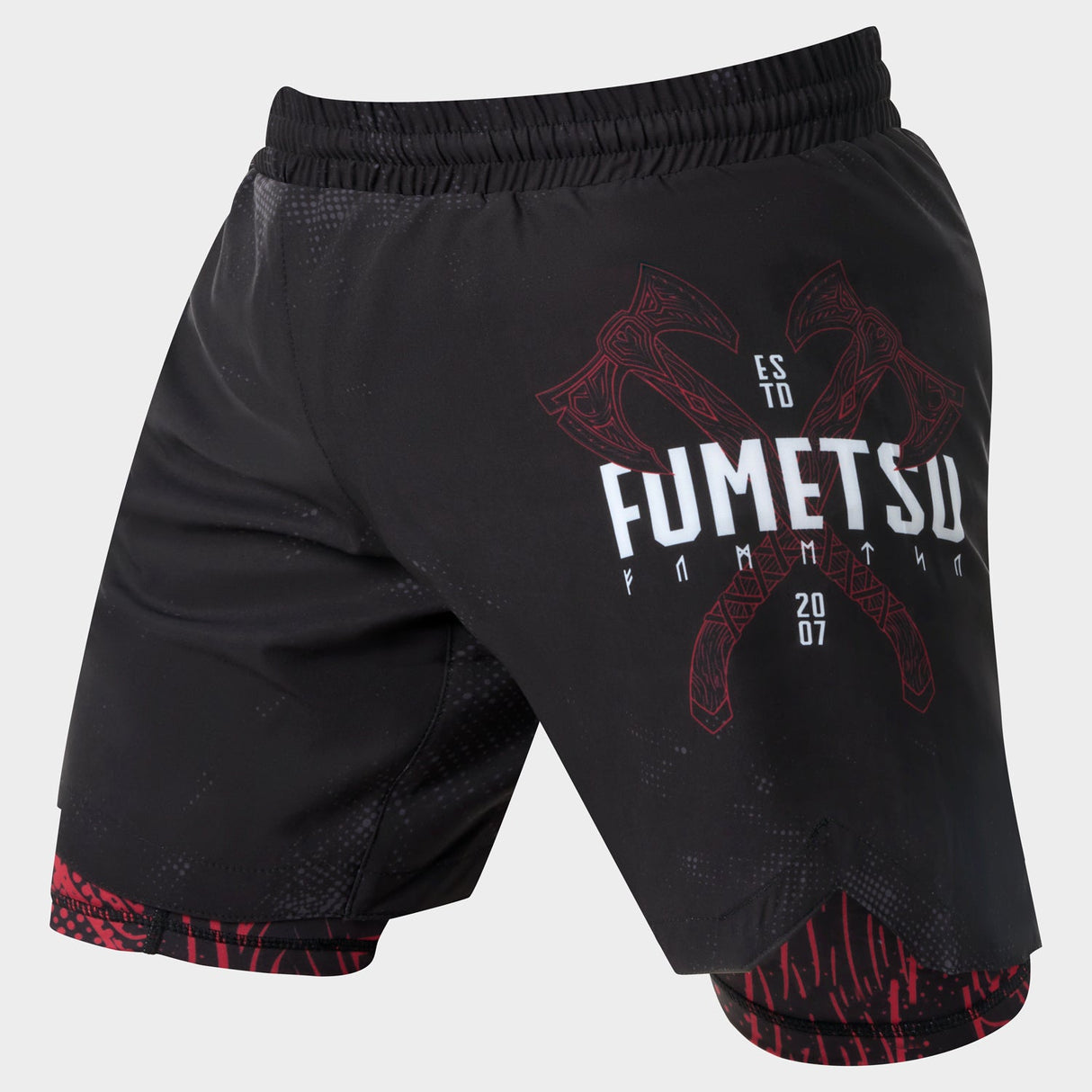Fumetsu Berserker Dual Layer Fight Shorts Black/Red at Bytomic Trade and Wholesale