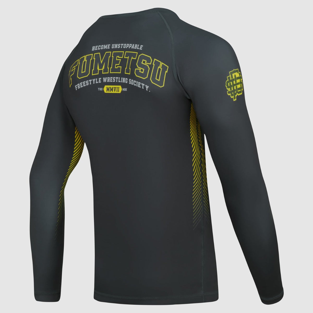 Grey Fumetsu Varsity Long Sleeve Rash Guard at Bytomic Trade and Wholesale