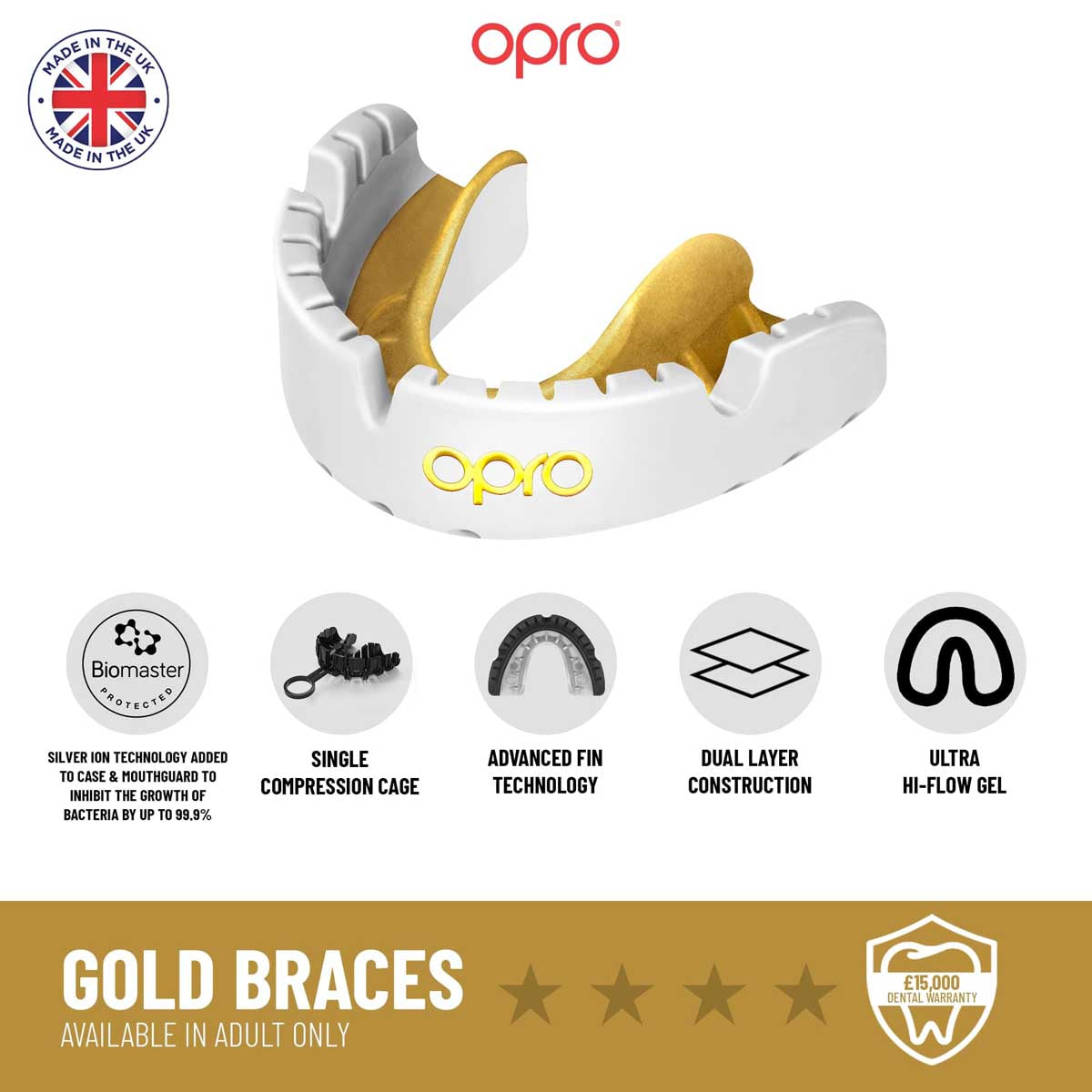 Blue/Pearl Opro Gold Braces Self-Fit Mouth Guard at Bytomic Trade and Wholesale