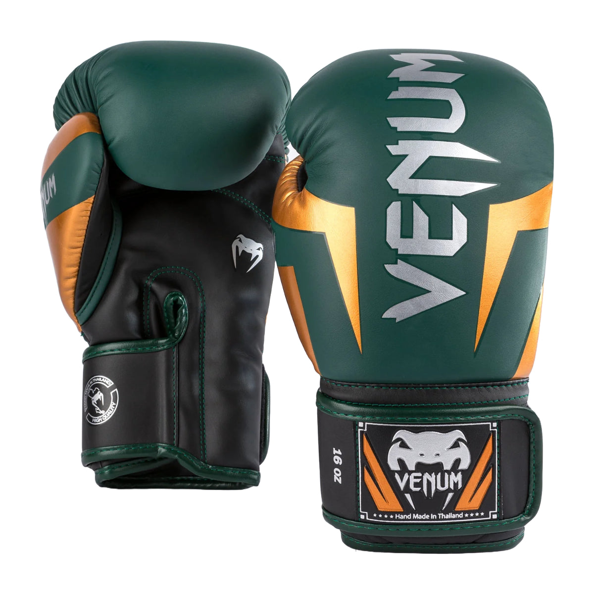 Green/Bronze/Silver Venum Elite Boxing Gloves at Bytomic Trade and Wholesale