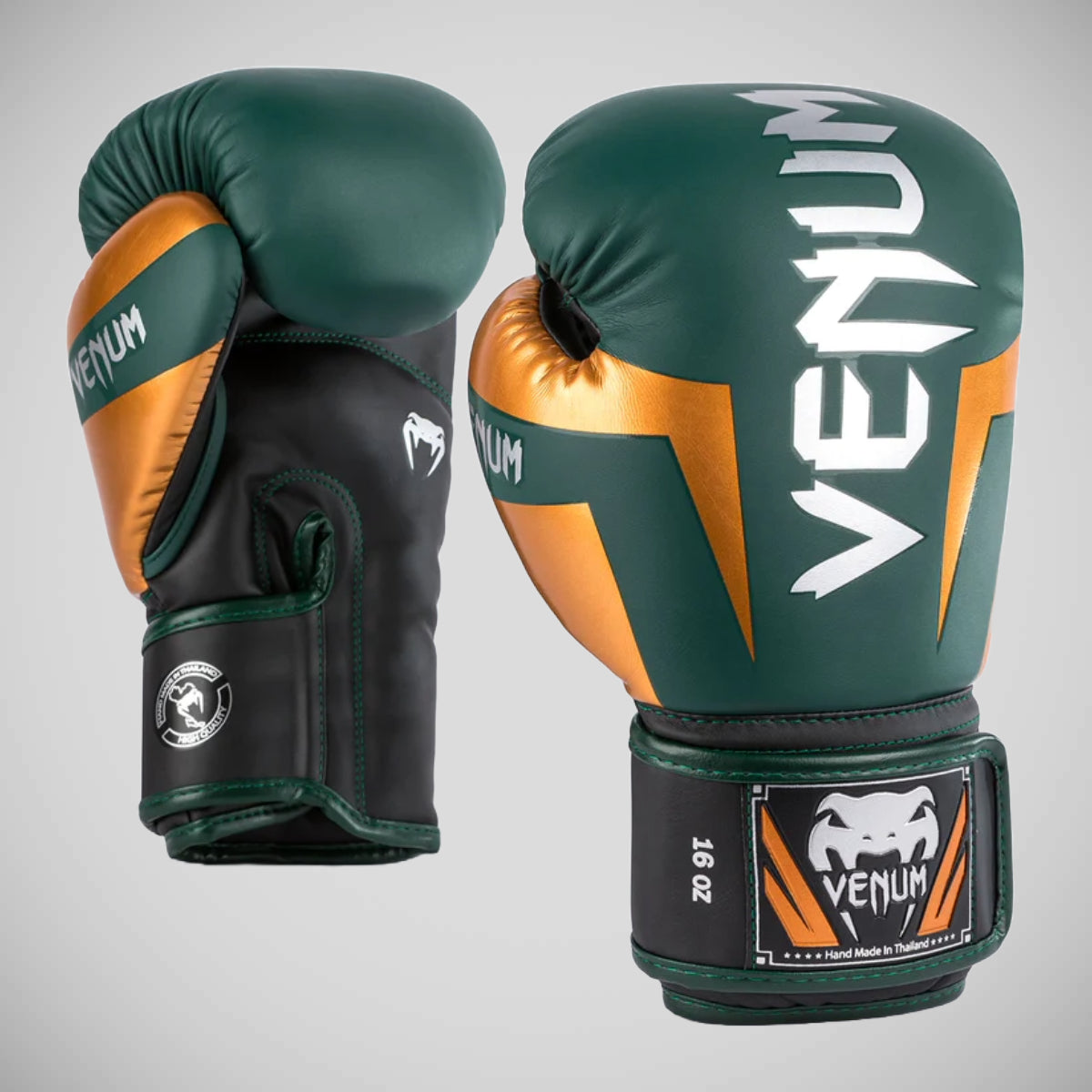 Green/Bronze/Silver Venum Elite Boxing Gloves at Bytomic Trade and Wholesale