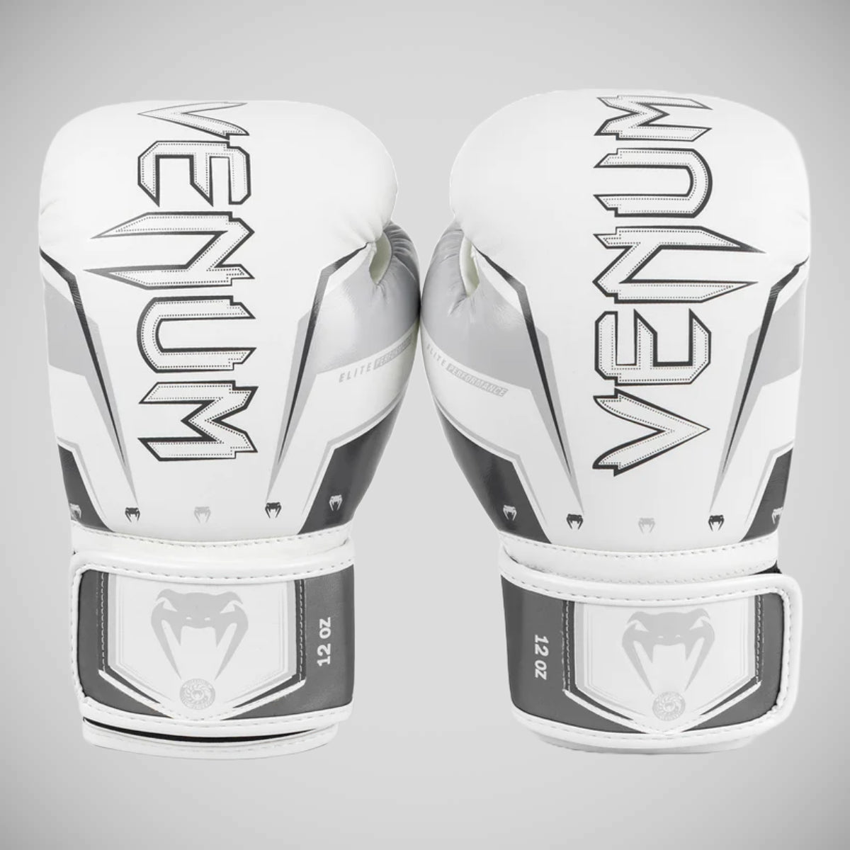 Grey/White Venum Elite Evo Boxing Gloves at Bytomic Trade and Wholesale