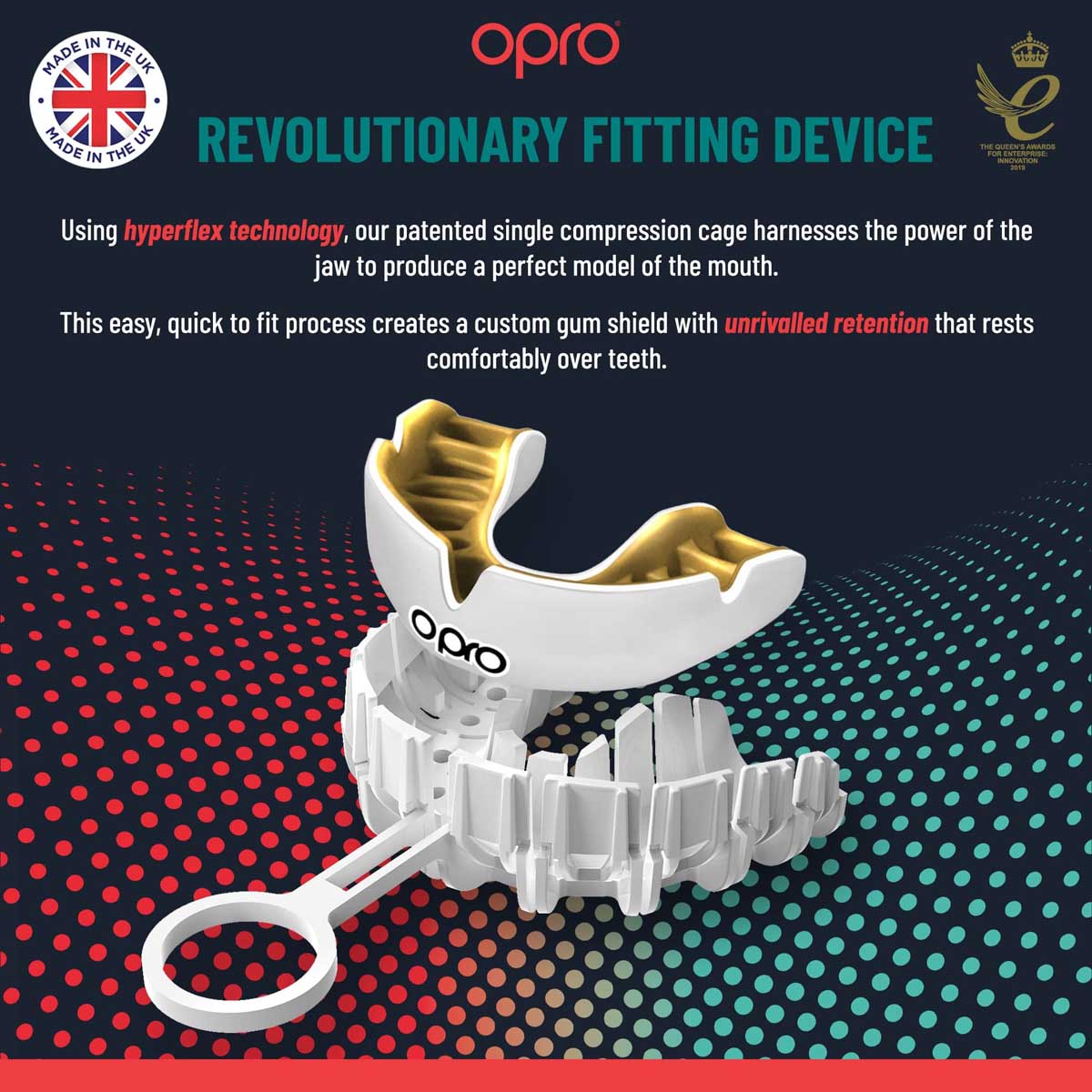 White/Gold Opro Junior Instant Custom-Fit Single Colour Mouth Guard at Bytomic Trade and Wholesale