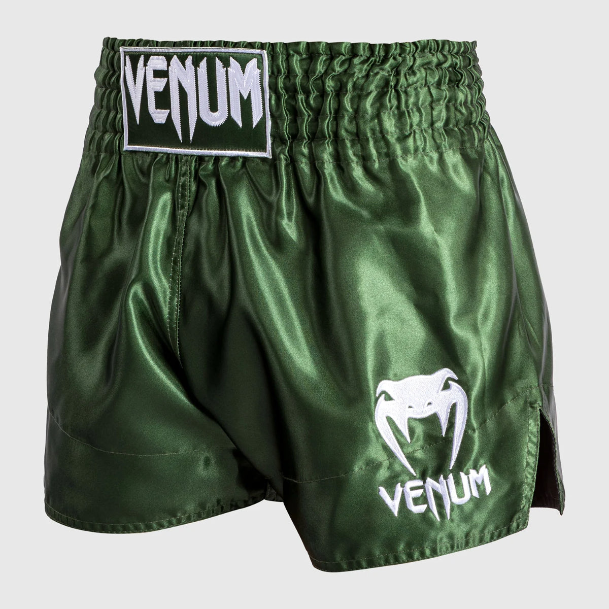 Venum Classic Muay Thai Shorts Khaki/White at Bytomic Trade and Wholesale