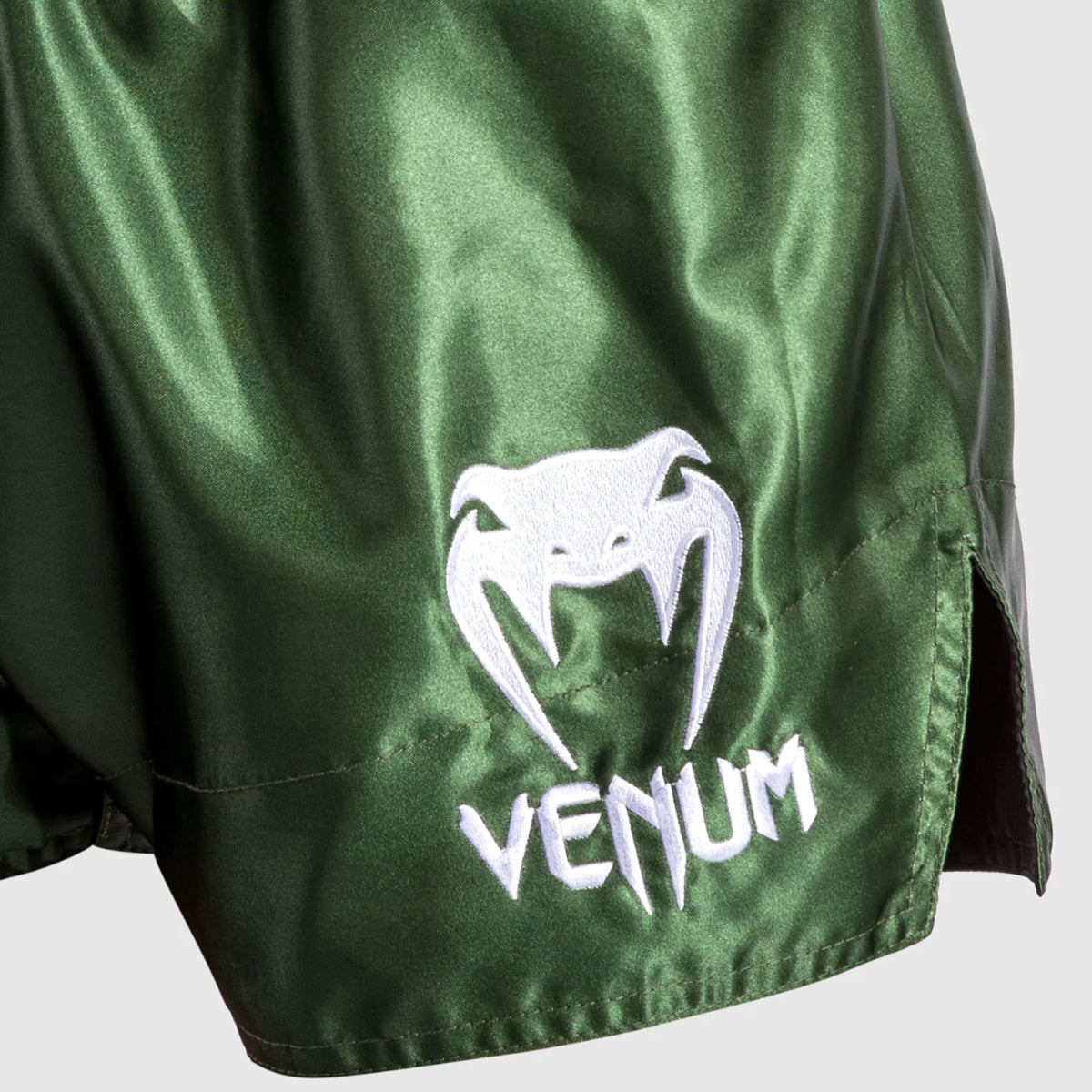 Venum Classic Muay Thai Shorts Khaki/White at Bytomic Trade and Wholesale