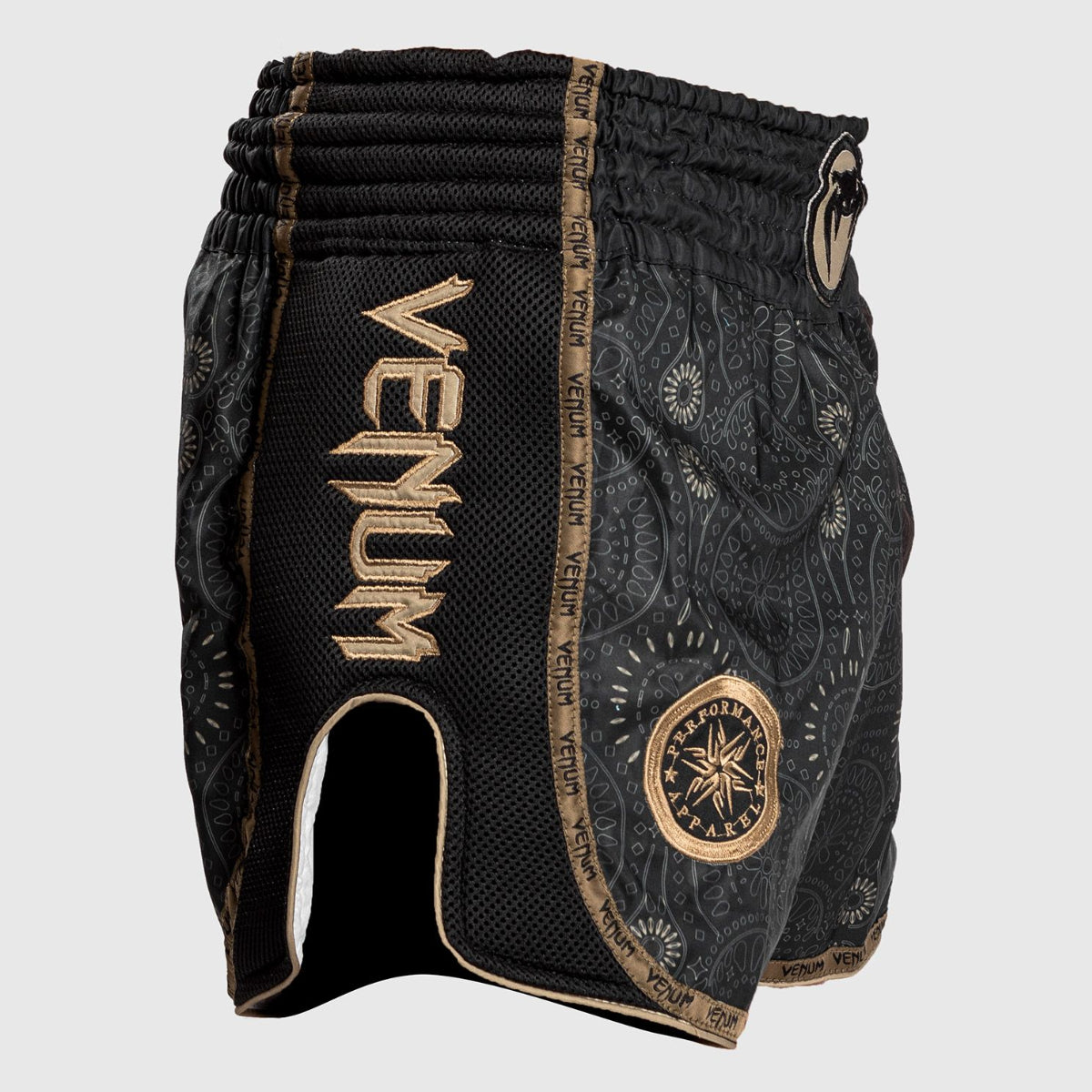 Black/Brown Venum Santa Muerte Dark Side Muay Thai Shorts at Bytomic Trade and Wholesale