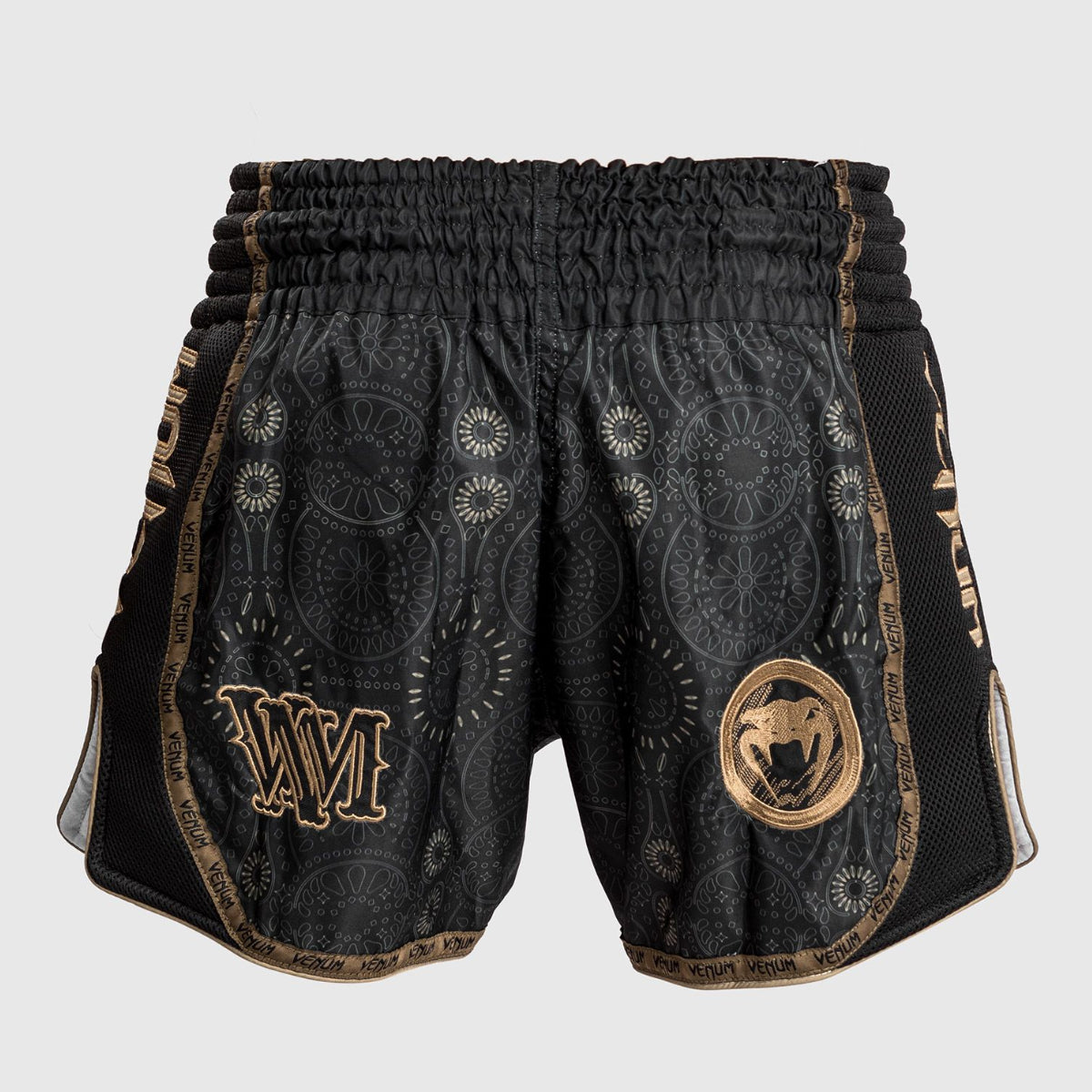 Black/Brown Venum Santa Muerte Dark Side Muay Thai Shorts at Bytomic Trade and Wholesale