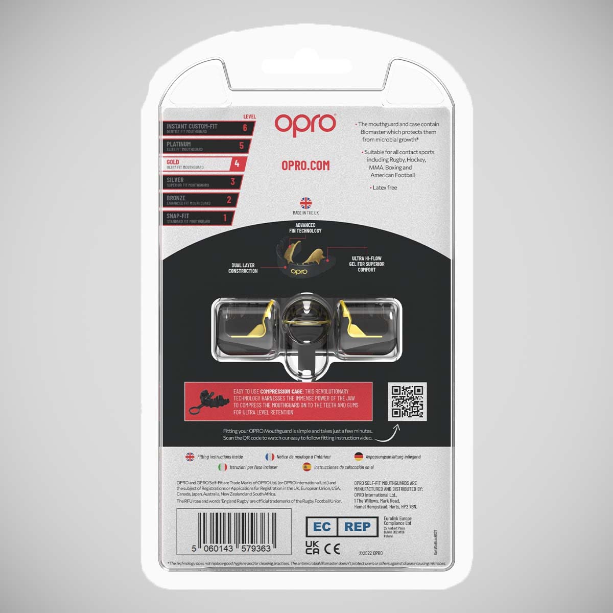 Opro Gold Braces Self-Fit Mouth Guard Black/Gold at Bytomic Trade and Wholesale