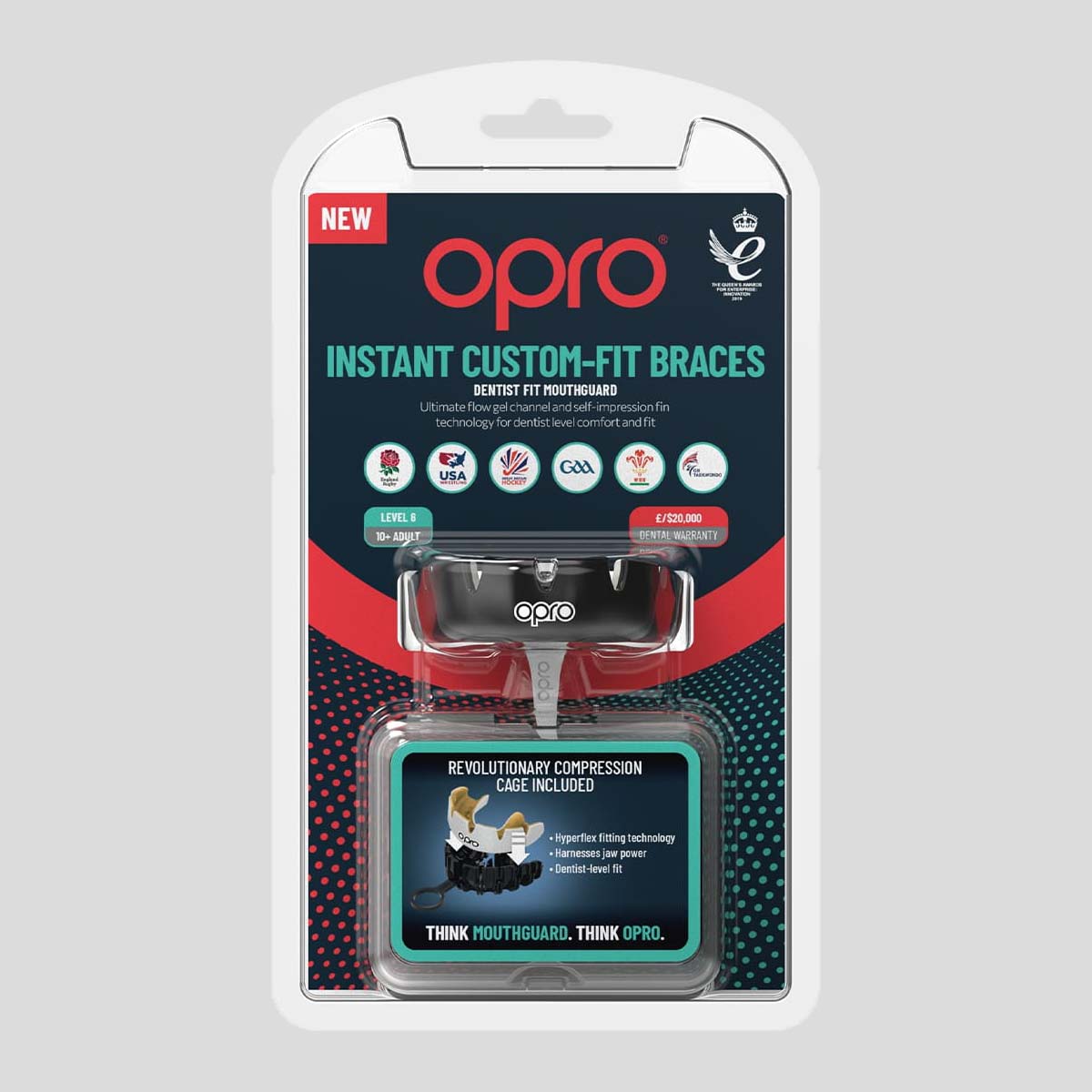 White/Gold Opro Instant Custom-Fit Braces Mouth Guard at Bytomic Trade and Wholesale