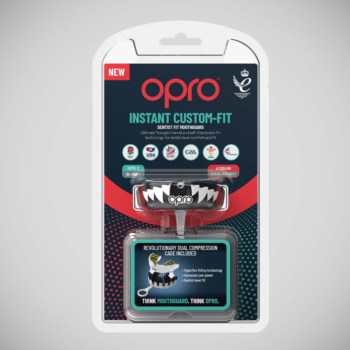 Black/White Opro Instant Custom-Fit Jaws Mouth Guard at Bytomic Trade and Wholesale