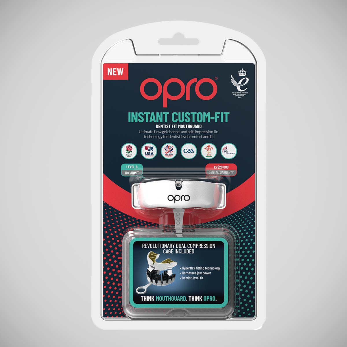 White/Gold Opro Instant Custom-Fit Single Colour Mouth Guard at Bytomic Trade and Wholesale