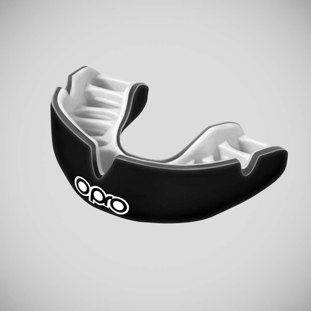 Black/White Opro Junior Instant Custom-Fit Single Colour Mouth Guard at Bytomic Trade and Wholesale