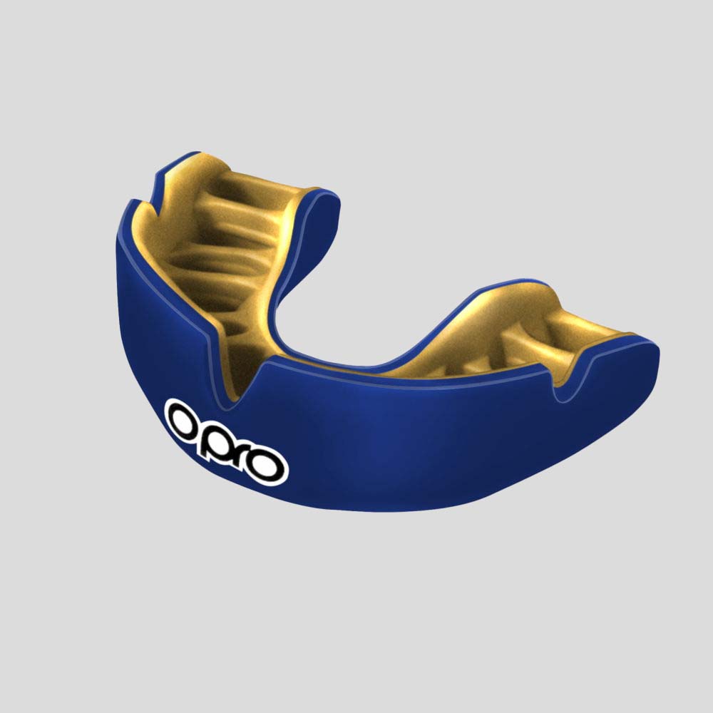 Dark Blue/Gold Opro Junior Instant Custom-Fit Single Colour Mouth Guard at Bytomic Trade and Wholesale
