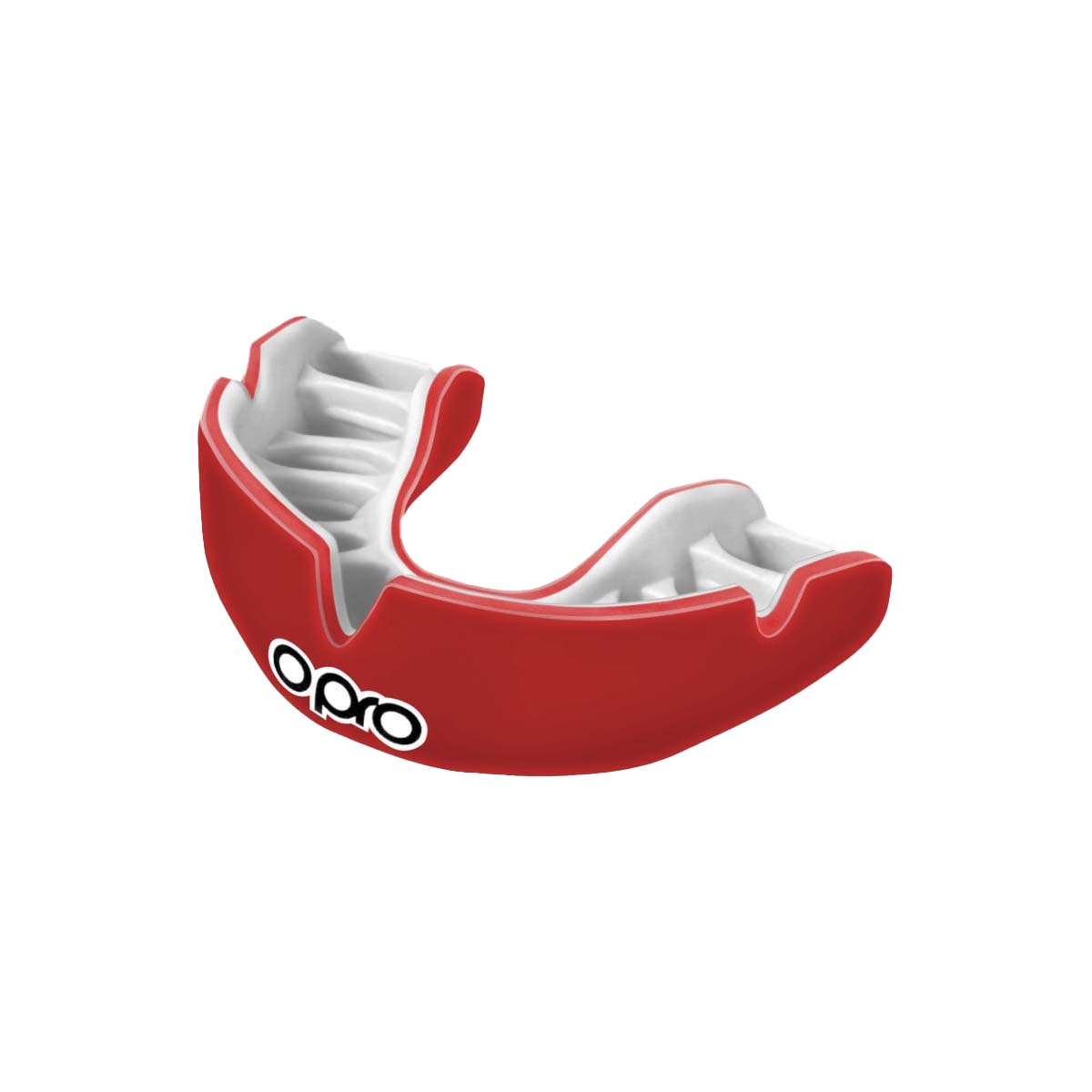 Red/White Opro Junior Instant Custom-Fit Single Colour Mouth Guard at Bytomic Trade and Wholesale