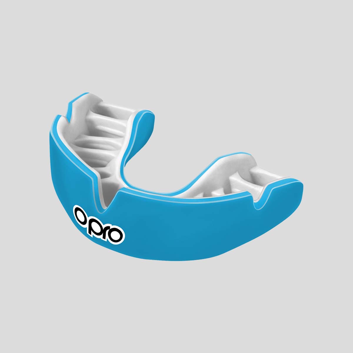 Sky Blue/White Opro Junior Instant Custom-Fit Single Colour Mouth Guard at Bytomic Trade and Wholesale