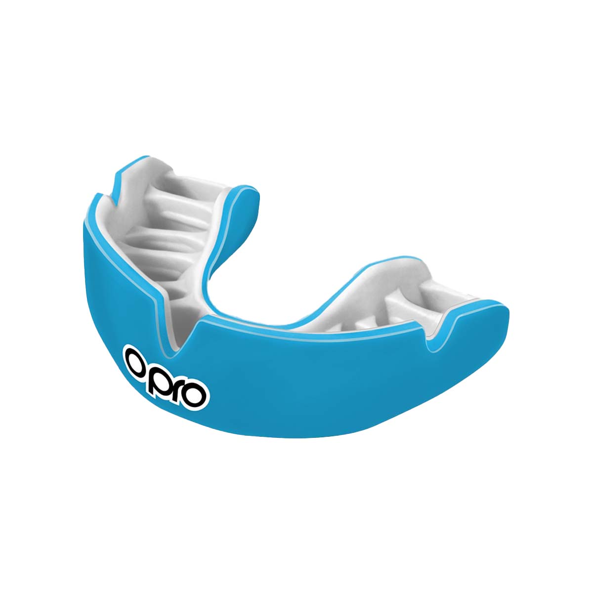 Sky Blue/White Opro Junior Instant Custom-Fit Single Colour Mouth Guard at Bytomic Trade and Wholesale
