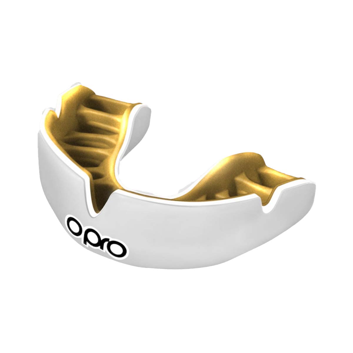 White/Gold Opro Junior Instant Custom-Fit Single Colour Mouth Guard at Bytomic Trade and Wholesale