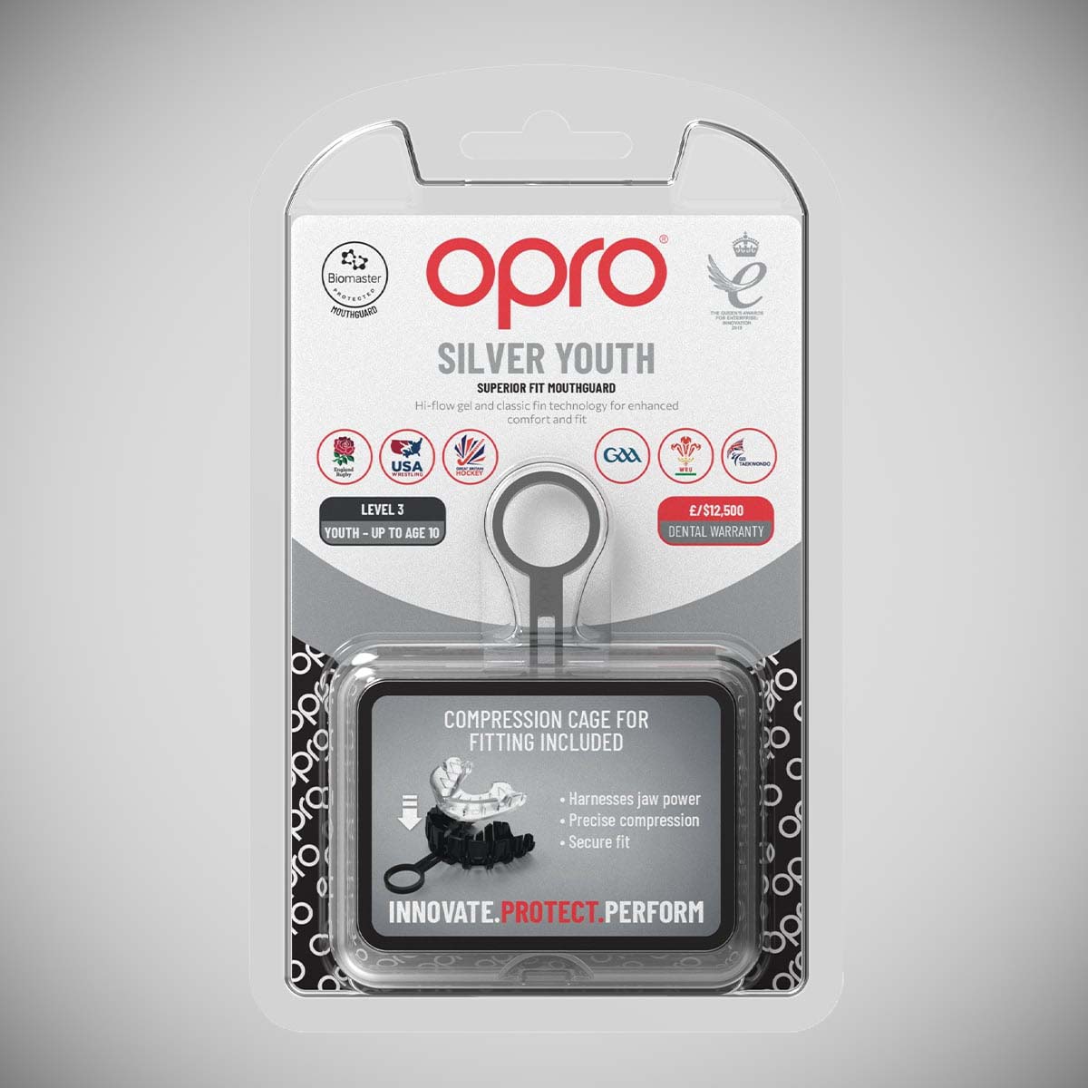 Opro Junior Silver Self-Fit Mouth Guard Clear at Bytomic Trade and Wholesale