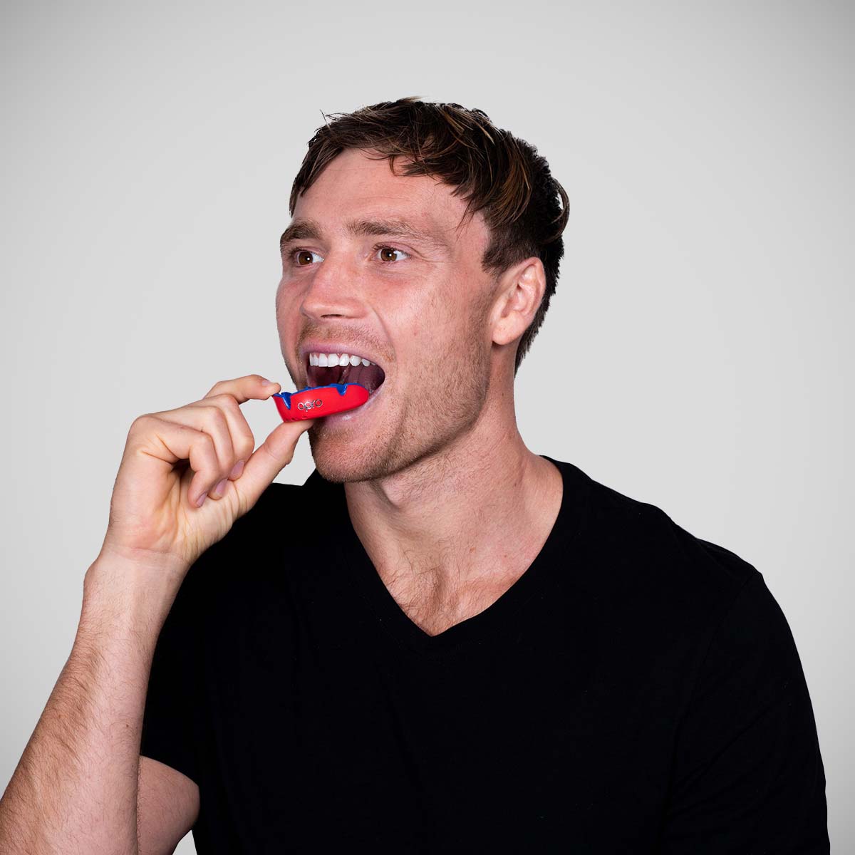 Red/Dark Blue Opro Silver Self-Fit Mouth Guard at Bytomic Trade and Wholesale