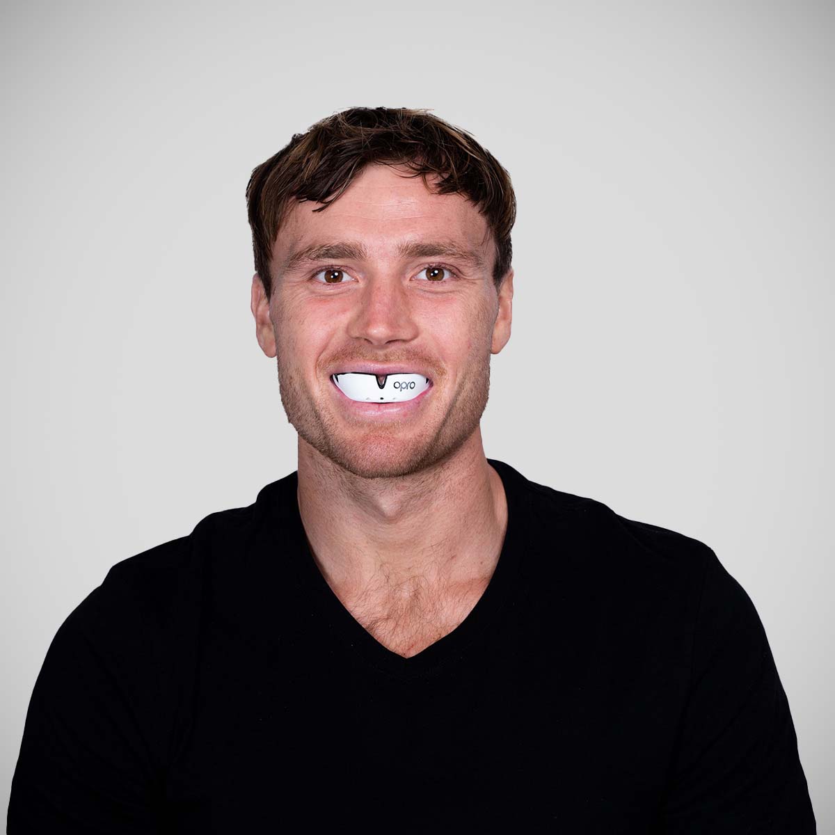 White/Black Opro Silver Gen 4 Mouth Guard at Bytomic Trade and Wholesale