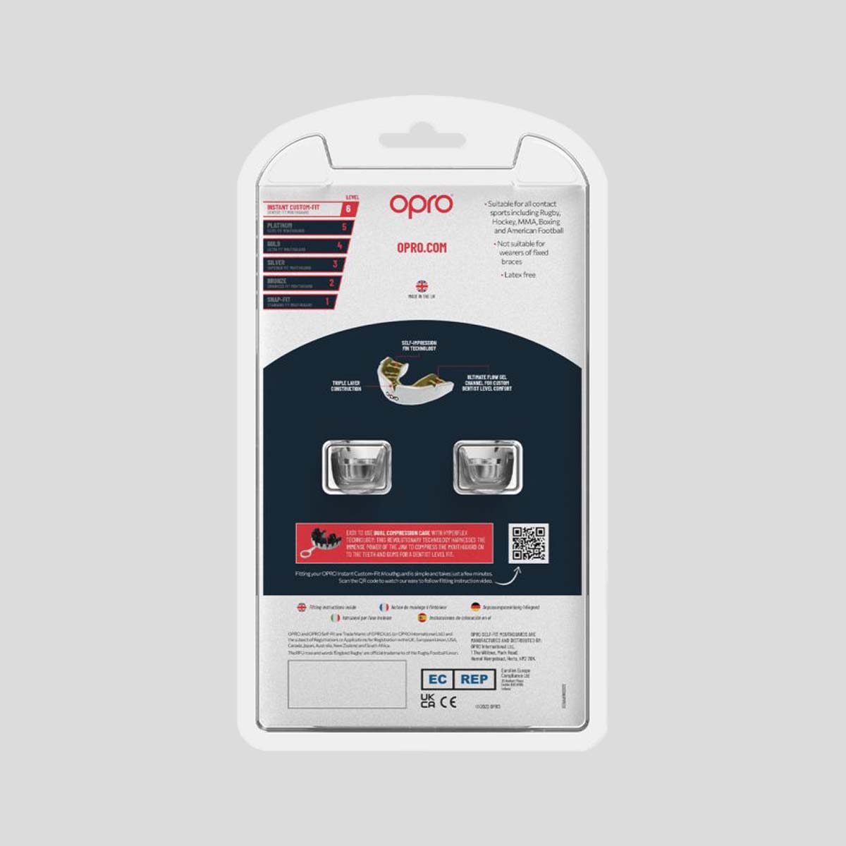 Clear Opro Junior Instant Custom-Fit Single Colour Mouth Guard at Bytomic Trade and Wholesale