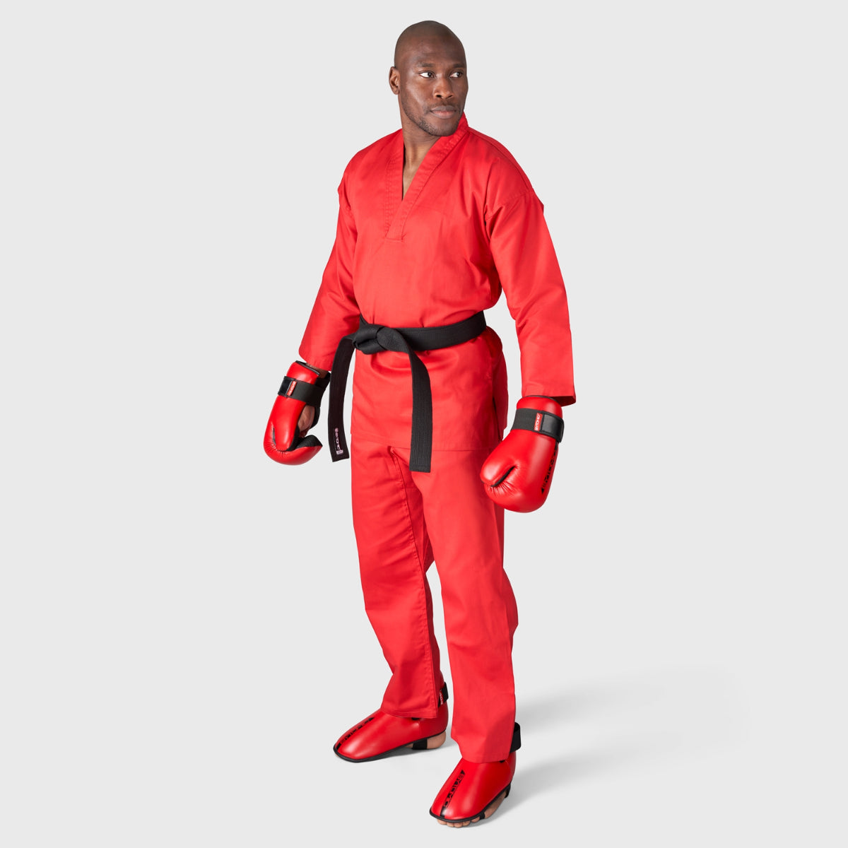 Red Bytomic Red Label V-Neck Adult Martial Arts Uniform at Bytomic Trade and Wholesale