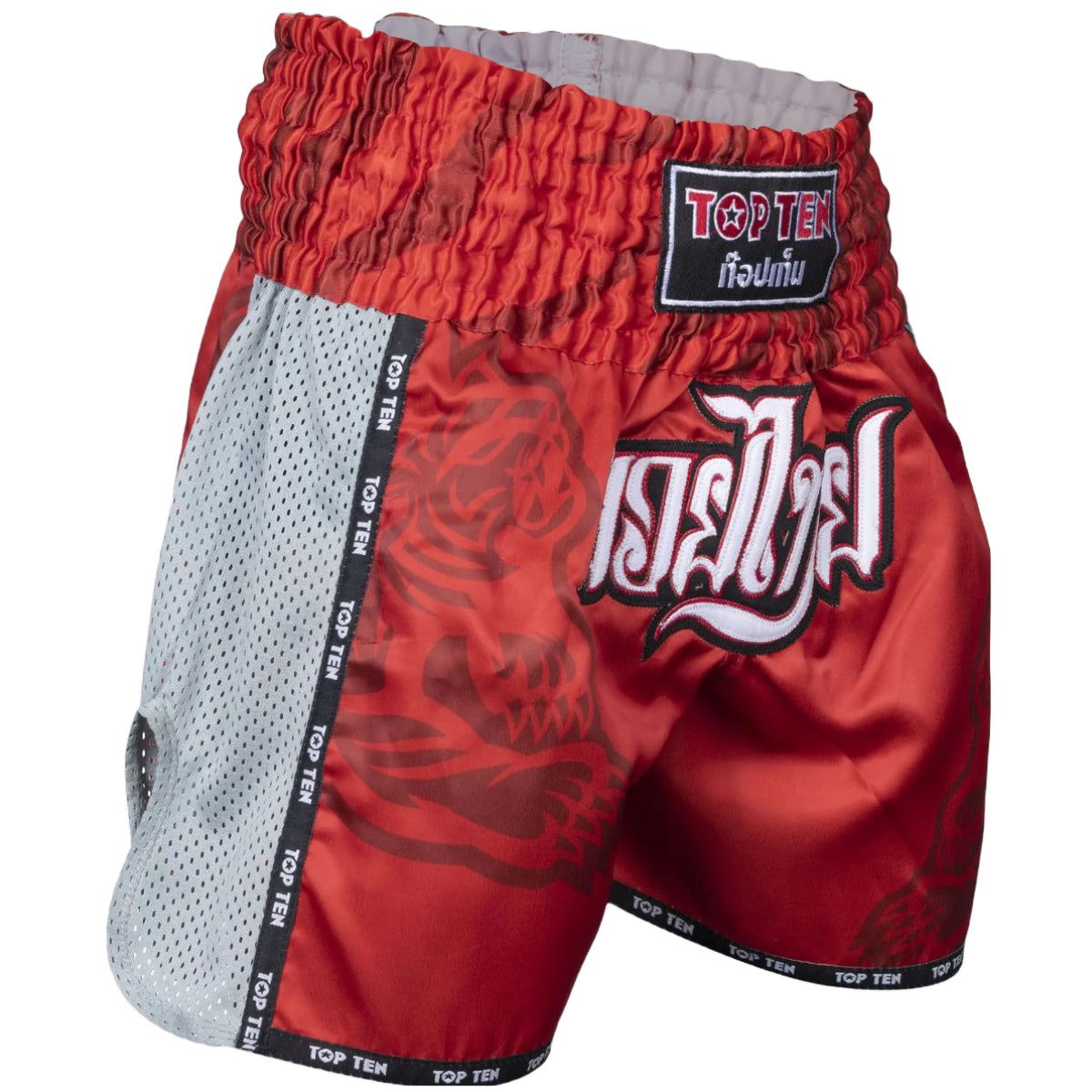Red Top Ten Patchara Muay Thai Shorts at Bytomic Trade and Wholesale