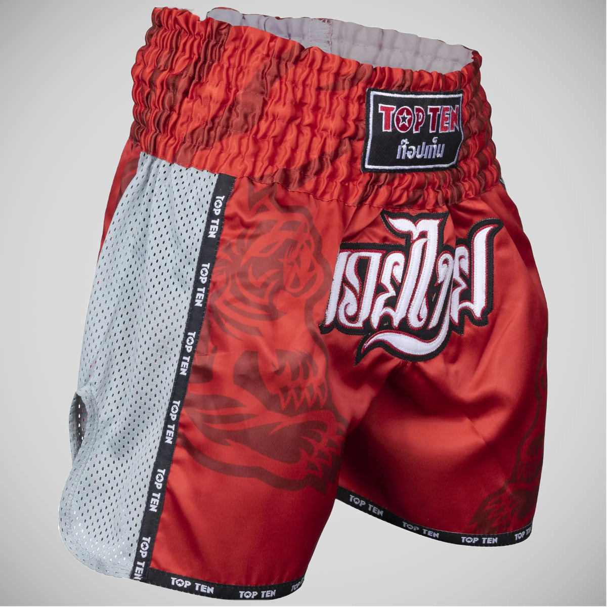 Red Top Ten Patchara Muay Thai Shorts at Bytomic Trade and Wholesale