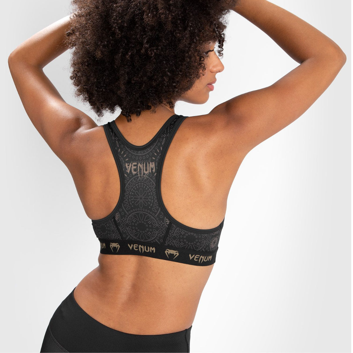 Black/Brown Venum Women Santa Muerte Dark Side Sports Bra    at Bytomic Trade and Wholesale