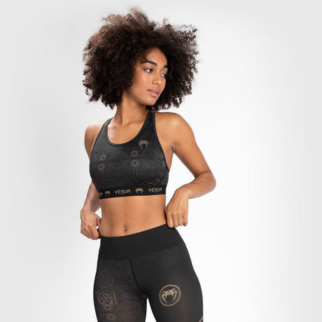 Black/Brown Venum Women Santa Muerte Dark Side Sports Bra    at Bytomic Trade and Wholesale