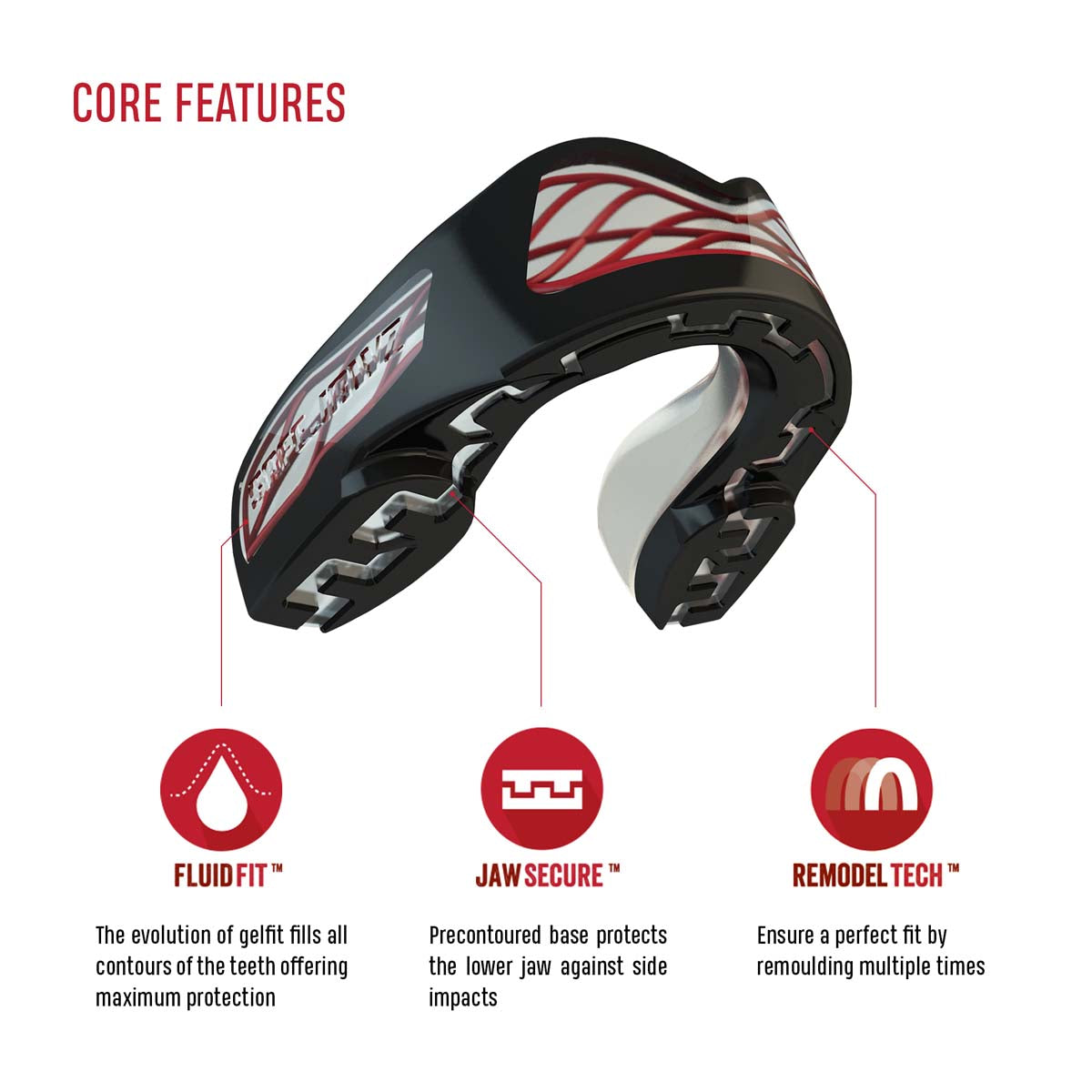Black/Red SafeJawz Nitro Mouth Guard at Bytomic Trade and Wholesale