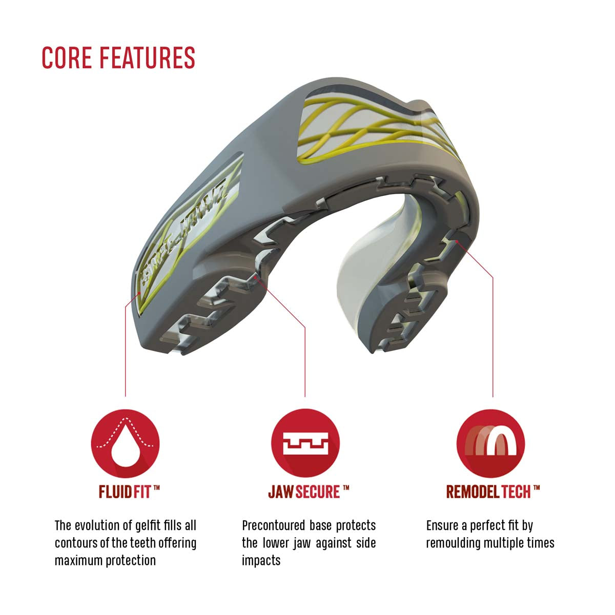 Grey/Yellow SafeJawz Nitro Mouth Guard at Bytomic Trade and Wholesale