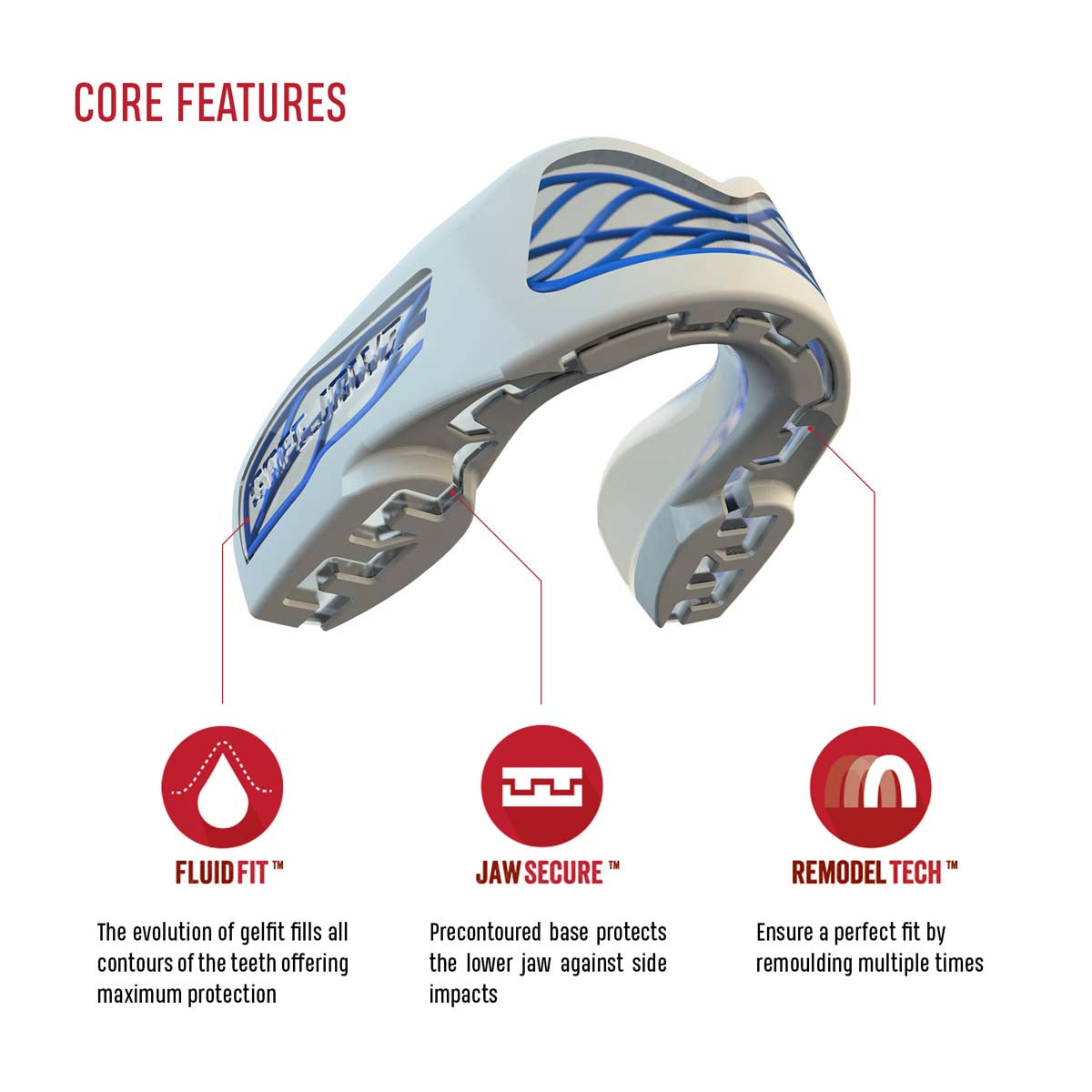 White/Blue SafeJawz Nitro Mouth Guard at Bytomic Trade and Wholesale