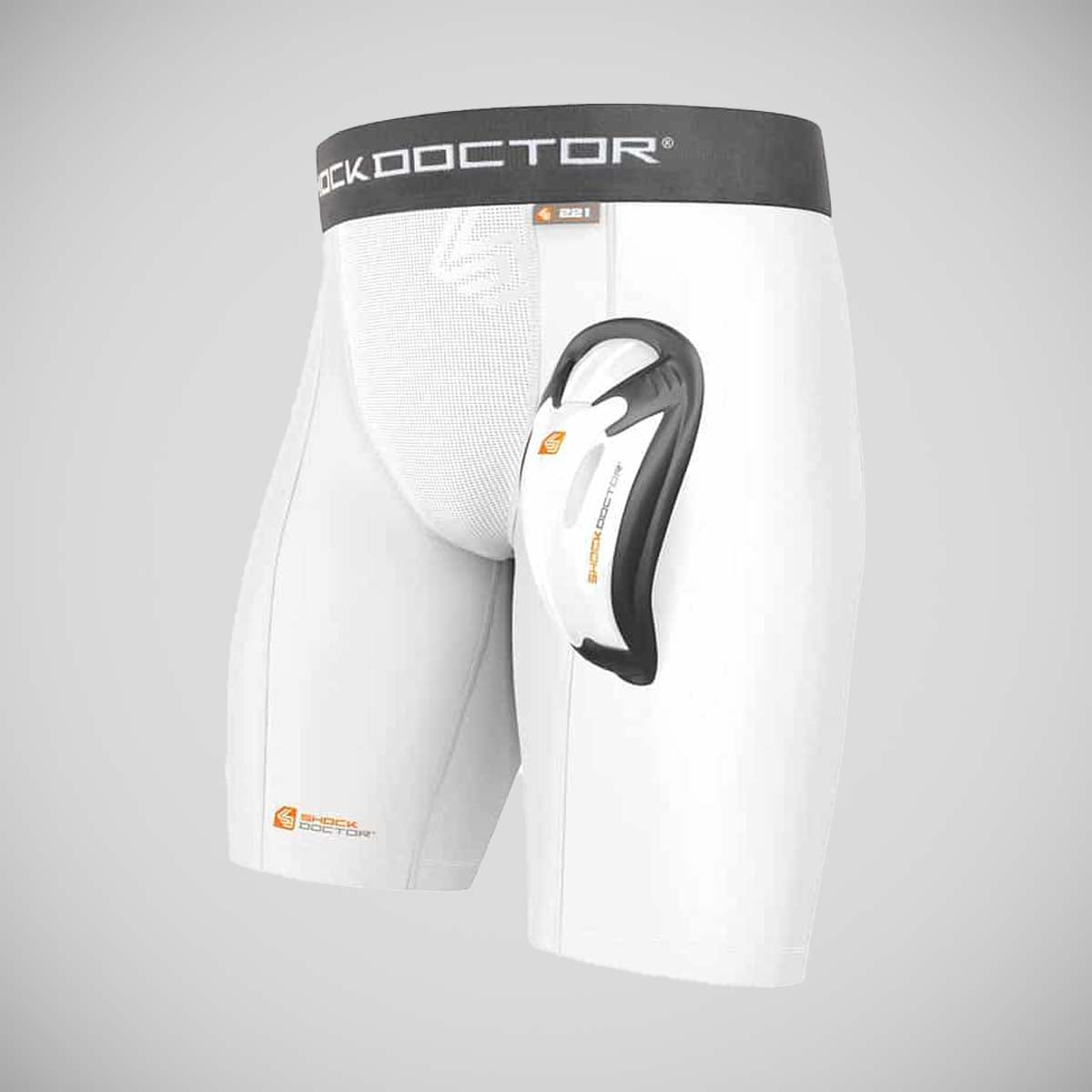 White Shock Doctor Core Compression Short/Bioflex Cup at Bytomic Trade and Wholesale