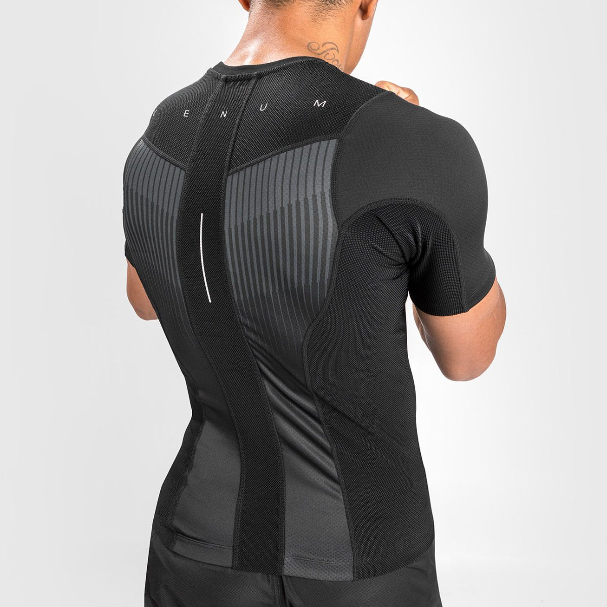 Black/Grey Venum Biomecha Short Sleeve Rash Guard at Bytomic Trade and Wholesale