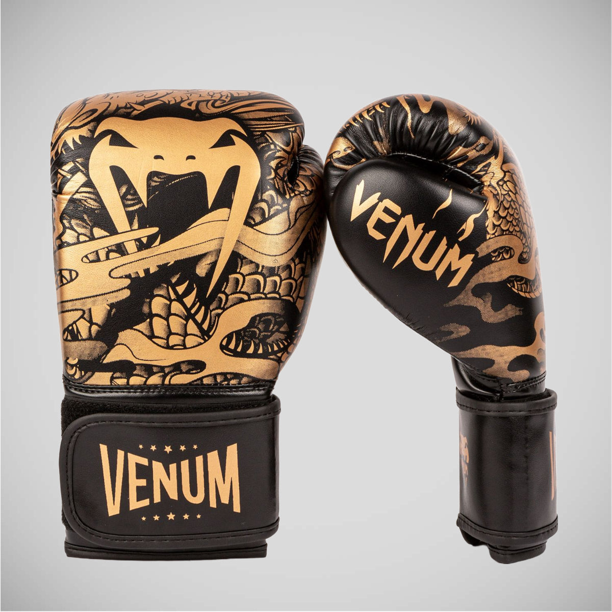 Black/Bronze Venum Dragon's Flight Boxing Gloves at Bytomic Trade and Wholesale