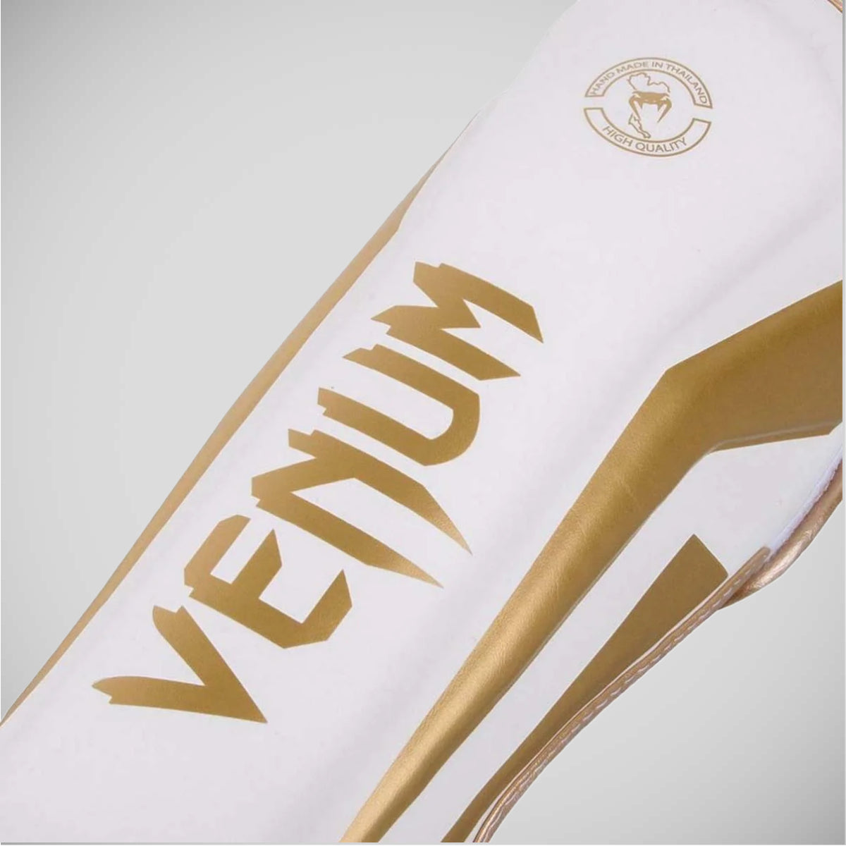 White Venum Elite Stand Up Shin Guards at Bytomic Trade and Wholesale