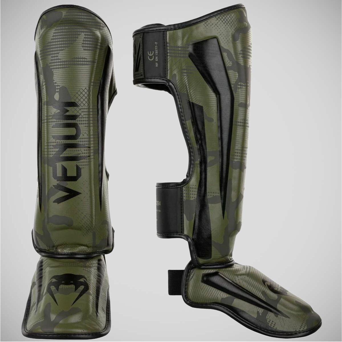 Khaki/Camo Venum Elite Shin Guards at Bytomic Trade and Wholesale