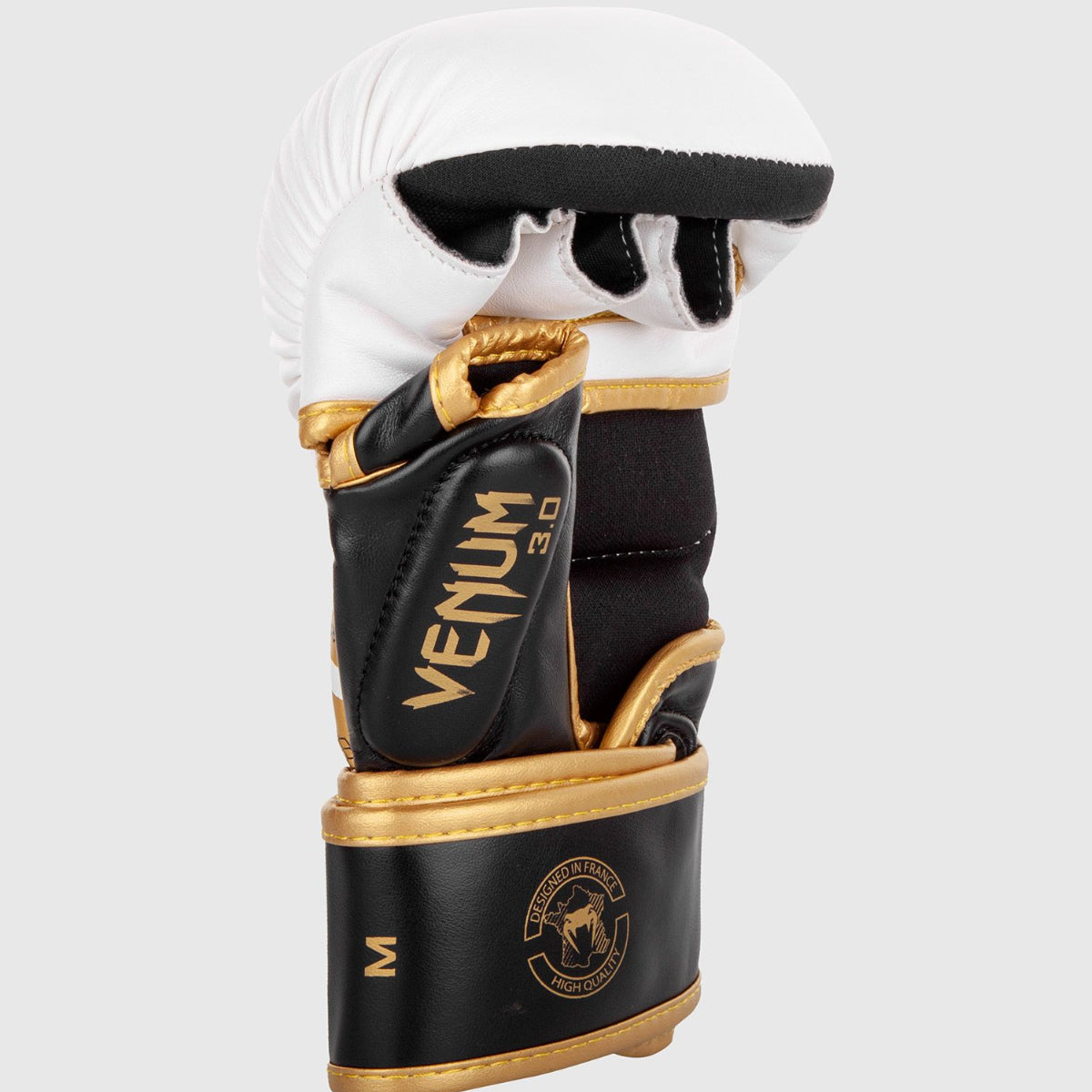 White/Black/Gold Venum Challenger 3.0 MMA Sparring Gloves at Bytomic Trade and Wholesale