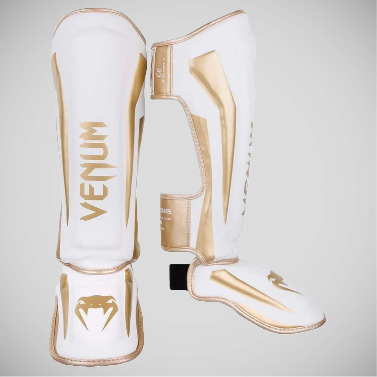 White Venum Elite Stand Up Shin Guards at Bytomic Trade and Wholesale