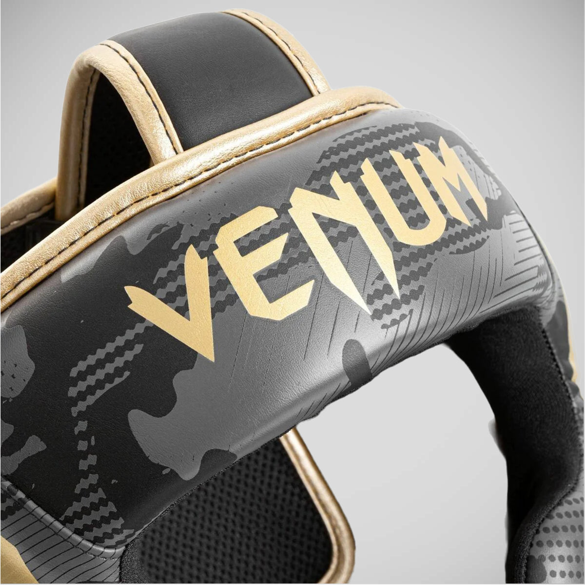 Dark Camo/Gold Venum Elite Head Guard at Bytomic Trade and Wholesale
