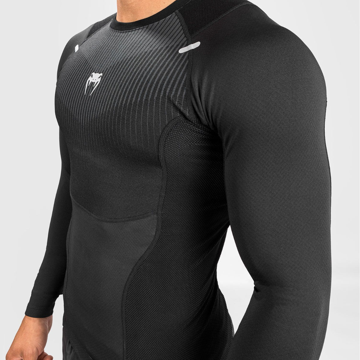 Black/Grey Venum Biomecha Long Sleeve Rash Guard at Bytomic Trade and Wholesale