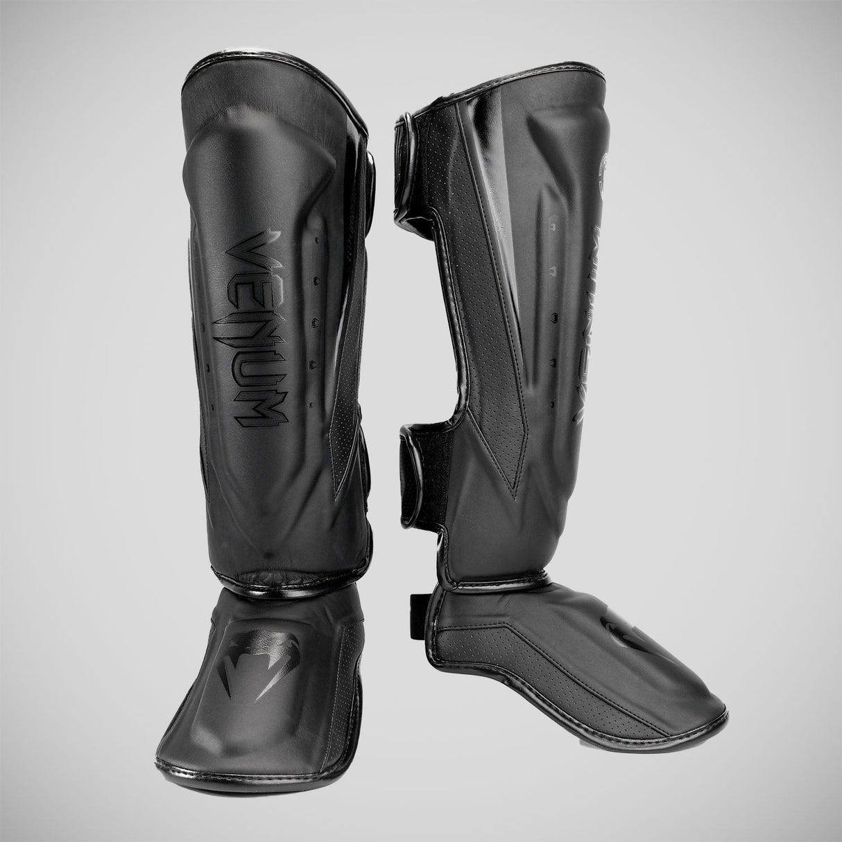 Black/Black Venum Elite Evo Shin Guards at Bytomic Trade and Wholesale