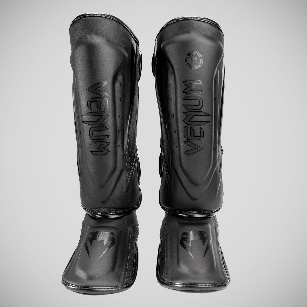 Black/Black Venum Elite Evo Shin Guards at Bytomic Trade and Wholesale
