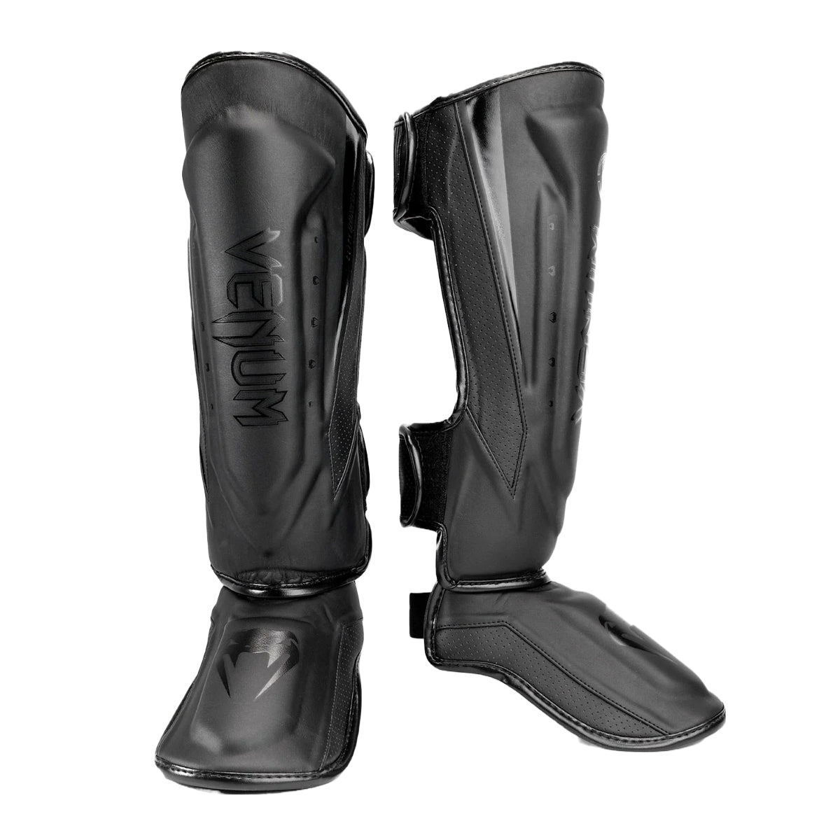 Black/Black Venum Elite Evo Shin Guards at Bytomic Trade and Wholesale