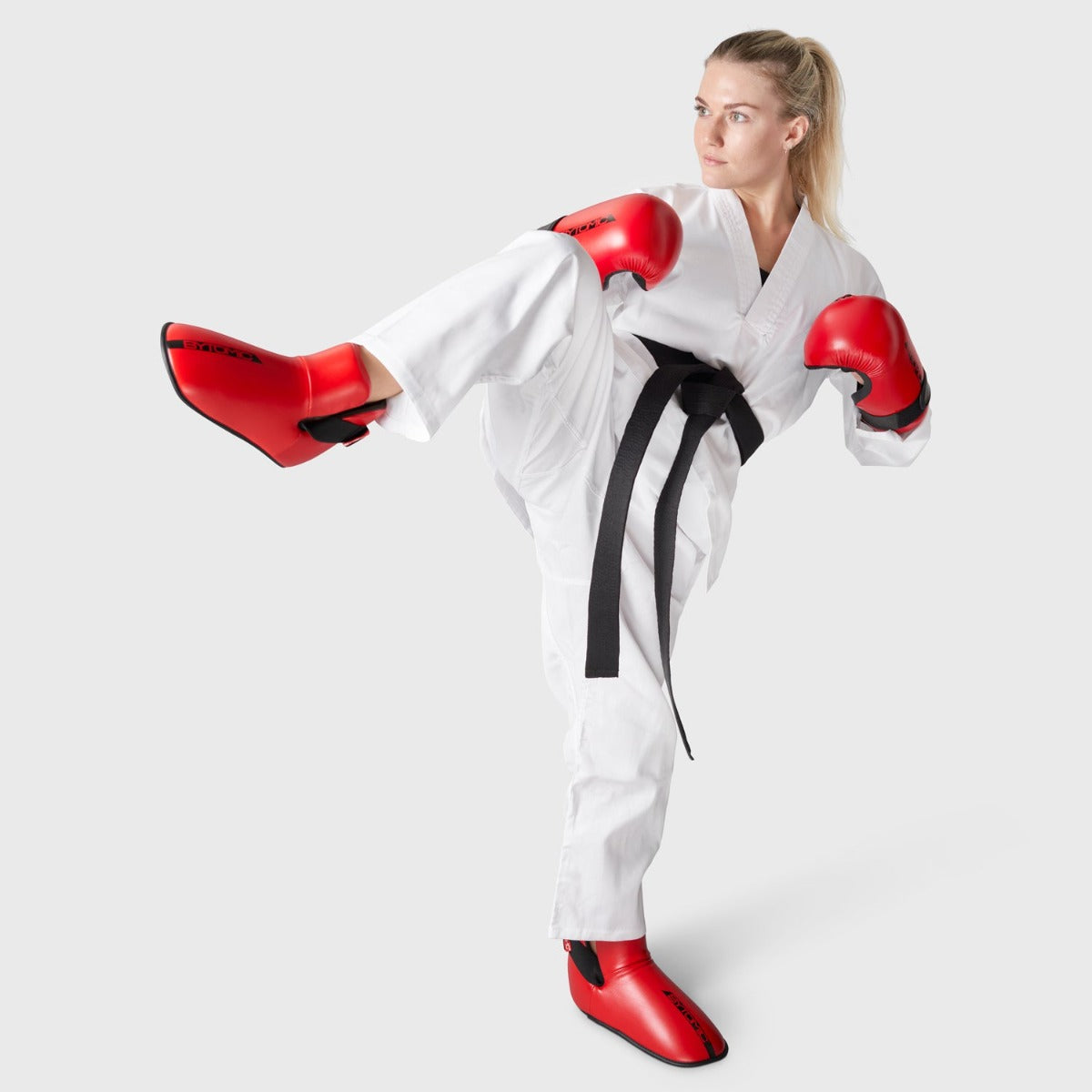 White Bytomic Red Label V-Neck Adult Martial Arts Uniform at Bytomic Trade and Wholesale