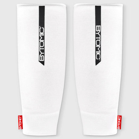 White/Black Bytomic Red Label Elasticated Shin Guards    at Bytomic Trade and Wholesale