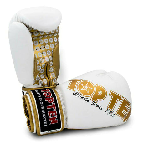 White/Gold Top Ten Womens Boxing Gloves    at Bytomic Trade and Wholesale
