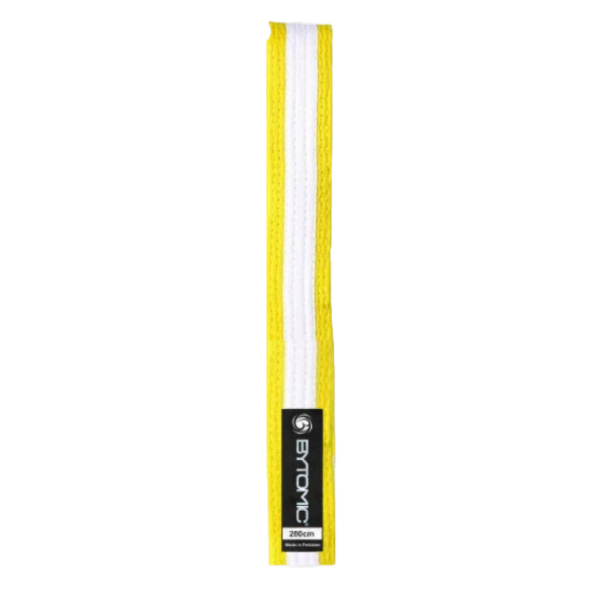 Yellow/White Stripe Bytomic 100% Cotton Martial Arts Belt at Bytomic Trade and Wholesale