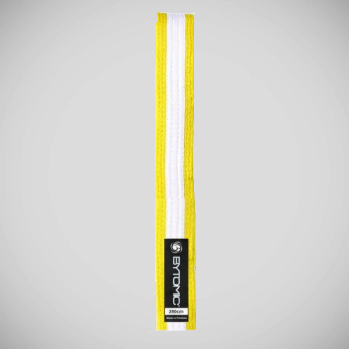 Yellow/White Stripe Bytomic 100% Cotton Martial Arts Belt at Bytomic Trade and Wholesale